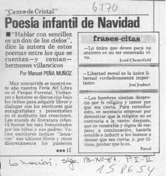Poesía infantil de navidad  [artículo] Manuel Peña Muñoz.