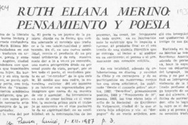 Ruth Eliana Merino, pensamiento y poesía  [artículo] Darío de la Fuente.