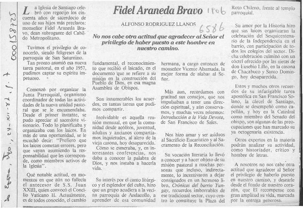 Fidel Araneda Bravo  [artículo] Alfonso Rodríguez Llanos.