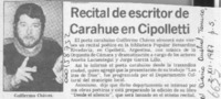 Recital de escritor de Carahue en Cipolletti  [artículo].
