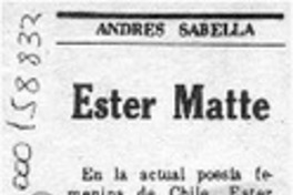 Ester Matte  [artículo] Andrés Sabella.