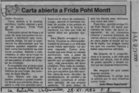 Carta abierta a Frida Pohl Montt  [artículo] Juan Meza Sepúlveda.