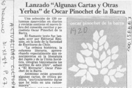 Lanzado "Algunas cartas y otras yerbas" de Oscar Pinochet de la Barra  [artículo].