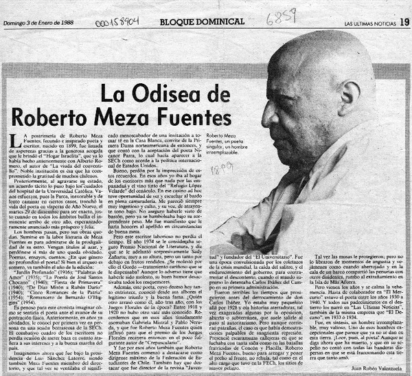 La odisea de Roberto Meza Fuentes  [artículo] Juan Rubén Valenzuela.
