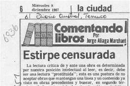 Estirpe censurada  [artículo] Jorge Aliaga Marchant.