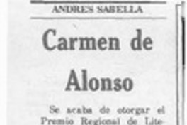 Carmen de Alonso  [artículo] Andrés Sabella.