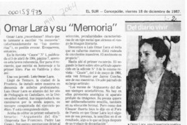 Omar Lara y su "Memoria"  [artículo] Cronos.