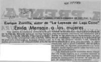 Enrique Zorrilla, autor de "La leyenda del lago Como" envía mensaje a las mujeres  [artículo].