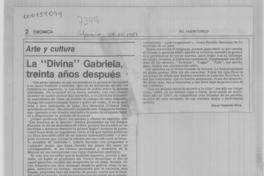 La "Divina" Gabriela, treinta años después