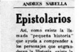 Epistolarios  [artículo] Andrés Sabella.