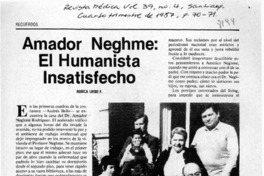 Amador Neghme, el humanista insatisfecho  [artículo] Rebeca Uribe F.