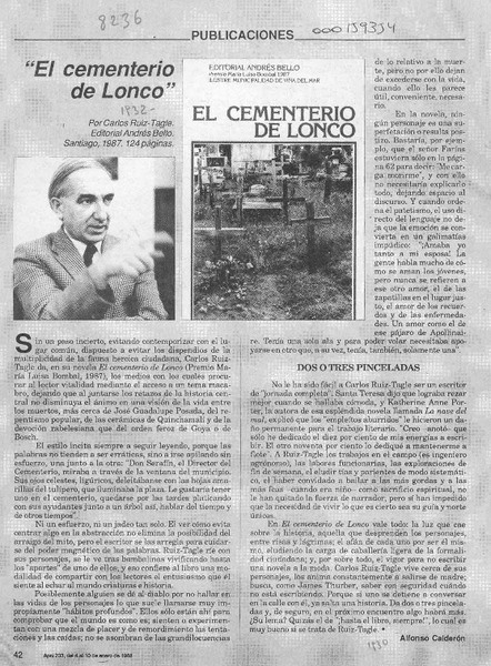 "El cementerio de Lonco"  [artículo] Alfonso Calderón.