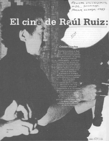 El cine de Raúl Ruiz, el progreso del tiempo  [artículo] Cristián Sánchez.