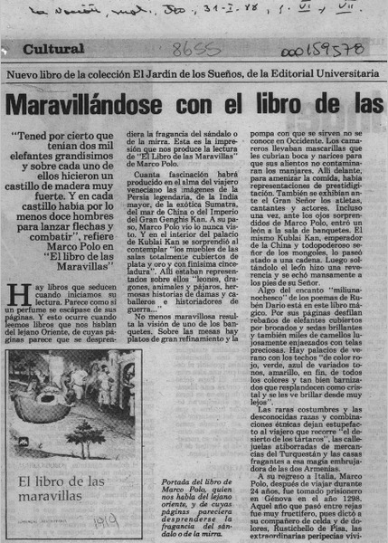 Maravillándose con el libro de las maravillas  [artículo] Manuel Peña Muñoz.