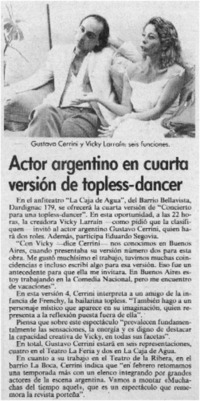 Actor argentino en cuarta versión de topless-dancer