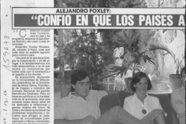 Alejandro Foxley, "Confío en que los países aprenden y sacan lecciones"  [artículo] Sandra Escobar Wulf.