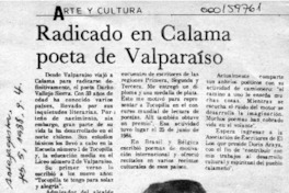 Radicado en Calama poeta de Valparaíso  [artículo].