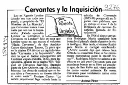 Cervantes y la Inquisición, 3  [artículo] Antonio Pérez.