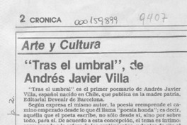 "Tras el umbral", de Andrés Javier Villa  [artículo] Isabel Barrientos Díaz.