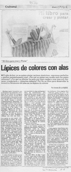 Lápices de colores con alas  [artículo] Antonio de la Fuente.