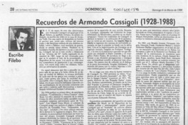 Recuerdos de Armando Cassigoli (1928-1988)  [artículo] Filebo.