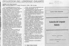 Evolución del lenguaje galante  [artículo] Mario Farías Andrade.