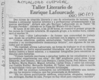 Taller literario de Enrique Lafourcade  [artículo].