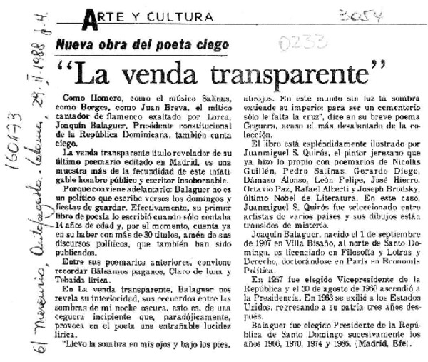 "La Venda transparente"  [artículo].