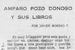 Amparo Pozo Donoso y sus libros  [artículo] Javier Moreno T.