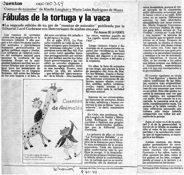 Fábulas de la tortuga y la vaca  [artículo] Antonio de la Fuente.