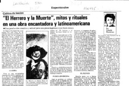 "El herrero y la muerte", mitos y rituales en una obra encantadora y latinoamericana  [artículo] Yolanda Montecinos.