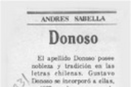Donoso  [artículo] Andrés Sabella.