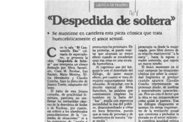 "Despedida de soltera"  [artículo] Sergio Palacios.