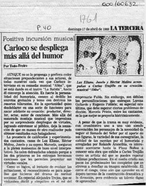 Carloco se despliega más allá del humor  [artículo] Toño Freire.