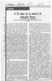 A 18 años de la muerte de Salvador Reyes  [artículo] Carlos Ruiz Zaldívar.