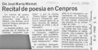 Recital de poesía en Cenpros  [artículo].