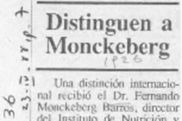 Distinguen a Monckeberg  [artículo].