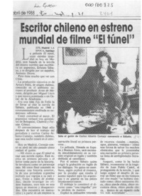 Escritor chileno en estreno mundial de filme "El túnel"  [artículo].