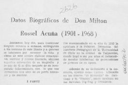 Datos biográficos de don Milton Rossel Acuña (1901-1968)  [artículo] Alberto Ribet Cea.