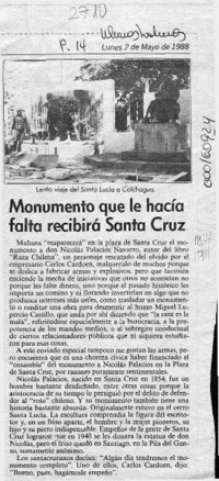 Monumento que le hacía falta recibirá Santa Cruz  [artículo].