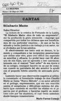 Silabario Matte  [artículo] Mario Farren Cornejo.