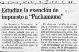 Estudian la exención de impuesto a "Pachamama"  [artículo].