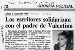 Los Escritores solidarizan con el padre de Valentina  [artículo].