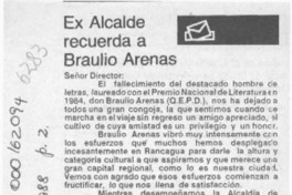 Ex Alcalde recuerda a Braulio Arenas  [artículo] Mario Barrientos Ossa.
