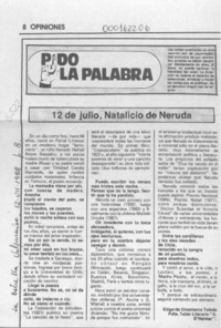 12 de julio, natalicio de Neruda  [artículo] Edgardo Dinamarca Toledo.