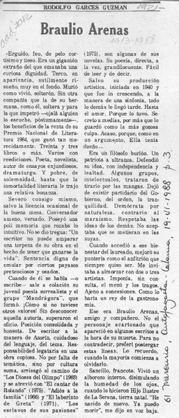 Braulio Arenas  [artículo] Rodolfo Garcés Guzmán.