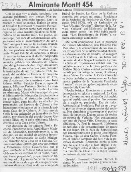 Almirante Montt 454  [artículo] Luis Sánchez Latorre.