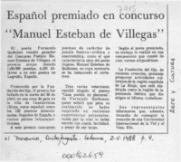 Español premiado en concurso "Manuel Esteban de Villegas"