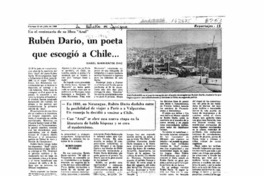 Rubén Darío, un poeta que escogió a Chile --  [artículo] Isabel Barrientos Díaz.