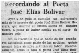 Recordando al poeta José Elías Bolívar